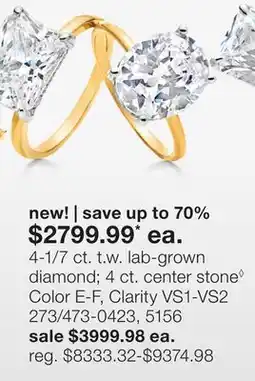 JC Penney 4-1/7 ct. t.w. lab-grown diamond 4 ct. center stone◊ offer