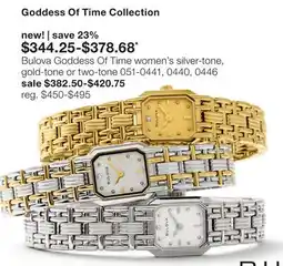 JC Penney Bulova Goddess Of Time women's silver-tone, gold-tone or two-tone offer