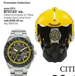 JC Penney Citizen promaster A-T Blue Angels men's silver-tone sale offer