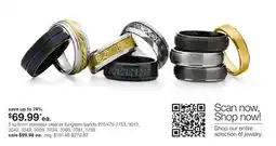JC Penney 5 to 8mm stainless steel or tungsten bands offer