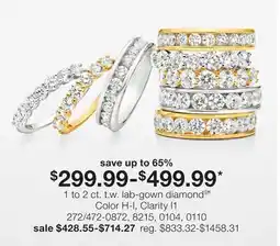 JC Penney 1 to 2 ct. t.w. lab-gown diamond§Ħ Color H-I, Clarity I1 offer
