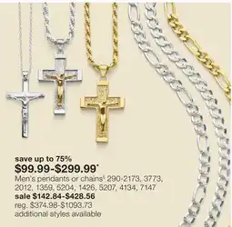 JC Penney Men's pendants or chains§ offer