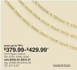 JC Penney 3mm figaro chains offer