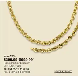 JC Penney Rope chain or bracelet‡ offer