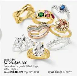 JC Penney Pure silver or gold-plated rings offer