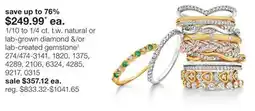 JC Penney 1/10 to 1/4 ct. t.w. natural or lab-grown diamond & lab-created gemstone offer