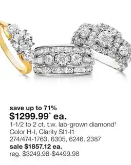 JC Penney 1-1/2 to 2 ct. t.w. lab-grown diamond‡ Color H-I, Clarity SI1-I1 offer