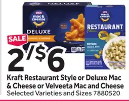 Stop&Shop Kraft Restaurant Style or Deluxe Mac & Cheese or Velveeta Mac and Cheese offer