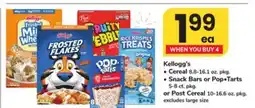 ACME Kellogg's Cereal 8.9-16.1 pkg., Snack Bars or Pop-Tarts 5-8 ct. pkg. Or Post Cereal 10-16.6 pkg offer
