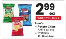 ACME Herr's Potato Chips 7.75-8 oz. bag or Pretzels 11-16 oz. bag offer