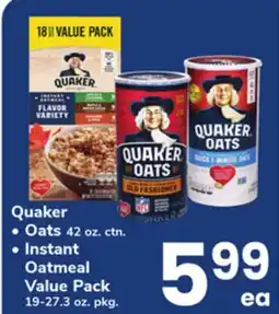 ACME Quaker Oats 42 oz. ctn. Instant Oatmeal Value Pack 19-27.3 pkg offer
