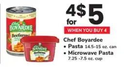 ACME Chef Boyardee Pasta 14.5-15 oz. can, Microwave Pasta 7.25 - 7.5 oz. cup offer