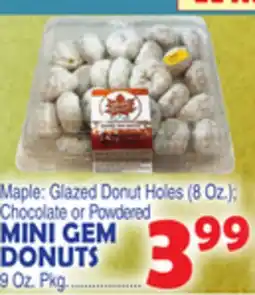 Bravo Supermarkets MINI GEM DONUTS, 9 Oz. Pkg offer