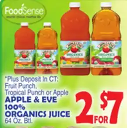 Bravo Supermarkets APPLE & EVE 100% ORGANICS JUICE offer