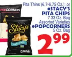 Bravo Supermarkets STACY'S PITA CHIPS 7.33 Oz. Bag • POPCORNERS 5 Oz. Bag offer