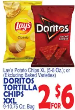 Bravo Supermarkets DORITOS TORTILLA CHIPS XXL, 9-10.75 Oz. Bag offer