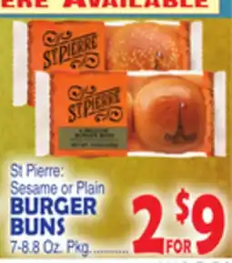 Bravo Supermarkets St Pierre Sesame or Plain BURGER BUNS offer