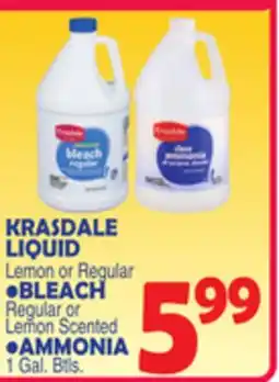 Bravo Supermarkets KRASDALE LIQUID, BLEACH, AMMONIA offer