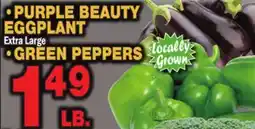 Bravo Supermarkets • PURPLE BEAUTY EGGPLANT • GREEN PEPPERS offer