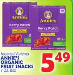 Bravo Supermarkets ANNIE'S ORGANIC FRUIT SNACKS offer