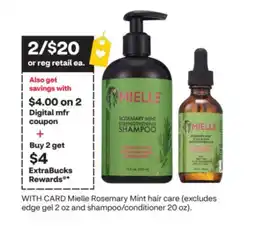 CVS MIELLE Rosemary Mint hair care (excludes edge gel 2 oz and shampoo/conditioner 20 oz) offer