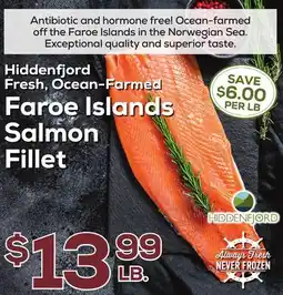 DeCicco & Sons Hiddenfjord Fresh, Ocean-Farmed Faroe Islands Salmon Fillet offer