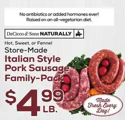 DeCicco & Sons Italian Style Pork Sausage Family-Pack offer