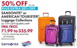 Boscov's SAMSONITE or AMERICAN TOURISTER Luggage Collections offer