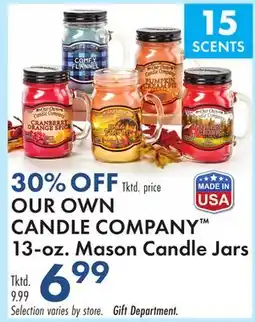 Boscov's OUR OWN CANDLE COMPANY 13-oz. Mason Candle Jars offer
