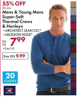 Boscov's Mens & Young Mens Super-Soft Thermal Crews & Henleys offer