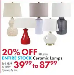 Boscov's ENTIRE STOCK Ceramic Lamps offer
