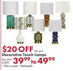 Boscov's Decorative Touch Lamps offer