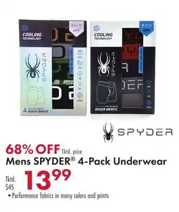 Boscov's Mens SPYDER 4-Pack Underwear offer