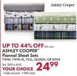 Boscov's ASHLEY COOPER Flannel Sheet Sets offer
