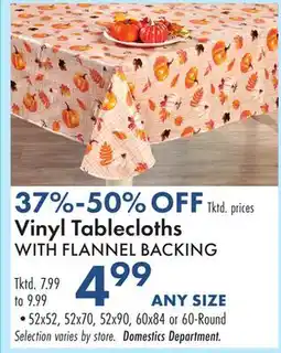 Boscov's Vinyl Tablecloths WITH FLANNEL BACKING offer