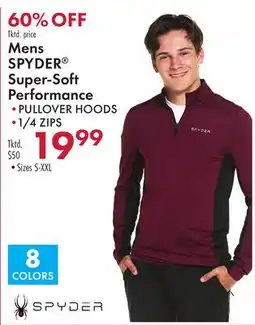 Boscov's Mens SPYDER Super-Soft Performance PULLOVER HOODS offer