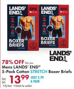 Boscov's Mens LANDS' END 5-Pack Cotton STRETCH Boxer Briefs offer