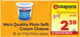 Weis Markets Weis Quality Plain Soft Cream Cheese offer