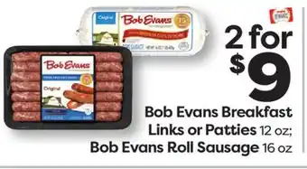 Weis Markets Bob Evans Breakfast Links or Patties 12 oz Bob Evans Roll Sausage 16 oz offer