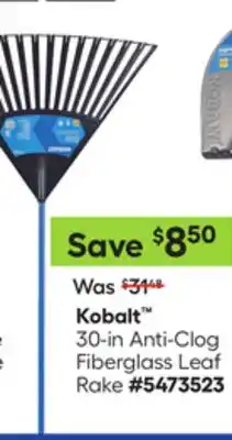 Lowe's 30-in Anti-Clog Fiberglass Leaf Rake offer
