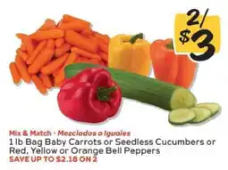 Winn Dixie 1 lb Bag Baby Carrots or Seedless Cucumbers or Red, Yellow or Orange Bell Peppers offer
