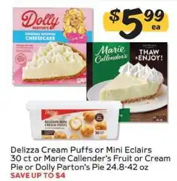 Winn Dixie Delizza Cream Puffs or Mini Eclairs, Marie Callender's Pie, Dolly Parton's Pie offer