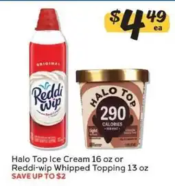 Winn Dixie Halo Top Ice Cream 16 oz or Reddi-wip Whipped Topping 13 oz offer