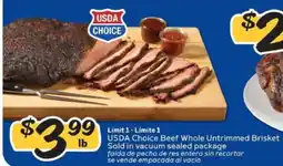 Winn Dixie USDA Choice Beef Whole Untrimmed Brisket offer