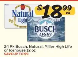 Winn Dixie 24 Pk Busch, Natural, Miller High Life or Icehouse offer