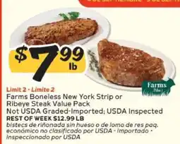 Winn Dixie Farms Boneless New York Strip or Ribeye Steak Value Pack offer