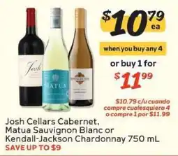 Winn Dixie Josh Cellars Cabernet, Matua Sauvignon Blanc or Kendall-Jackson Chardonnay offer