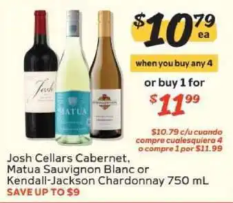 Winn Dixie Josh Cellars Cabernet, Matua Sauvignon Blanc or Kendall-Jackson Chardonnay offer