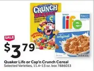 Quaker Life or Cap'n Crunch Cereal