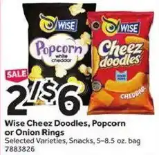 Stop&Shop Wise Cheez Doodles, Popcorn or Onion Rings offer